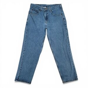 Carhartt‎ Mens 33x28 Jeans Blue Straight Workwear Denim Relaxed Utility